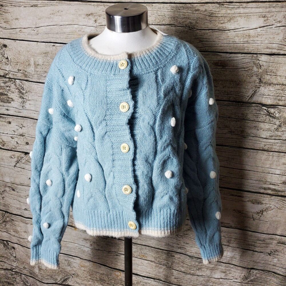 Maple Blue Button Knit Cardigan Size Medium NWT